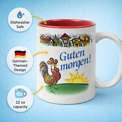 Essence of Europe Gifts Guten Morgen/Good Morning in German Colorful Ceramic Coffee Mug by E.H.G | 12 oz