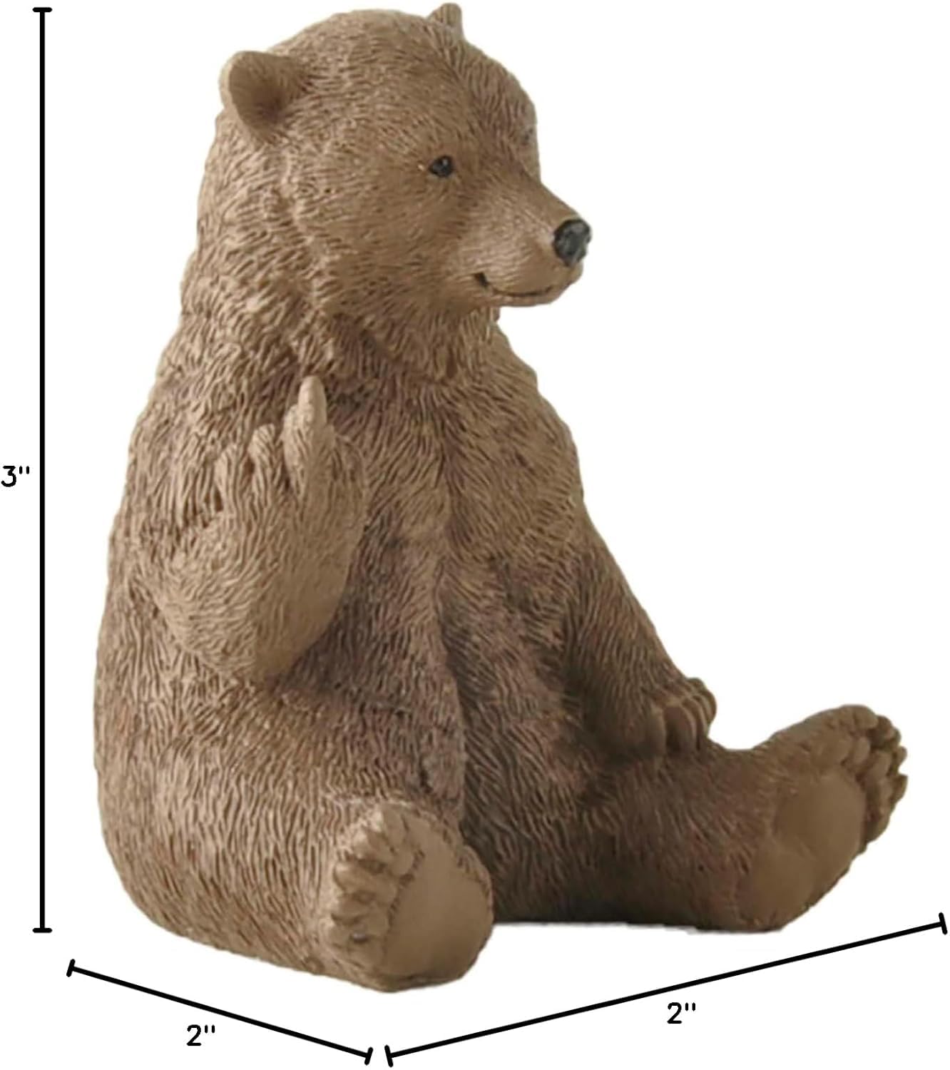 JFSM INC. Holiday Stocking Stuffer, Brown Bear Raising Middle Finger Figurine Funny Hilarious Decor - Gifts, Cabin Themed