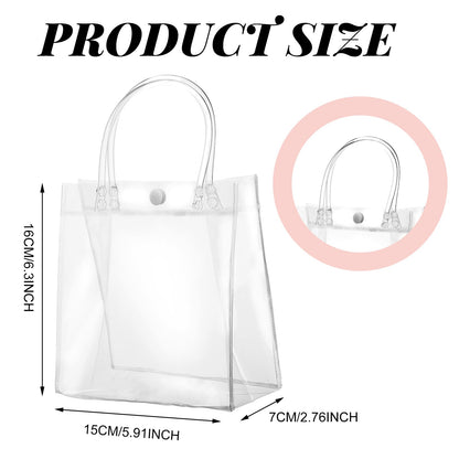 Saintrygo 50 Pcs Clear Plastic Gift Bags with Handles PVC Reusable Party Favour Plastic Gift Bag Transparent Goodie Bag Bulk for Gifts Wedding Birthday Graduation Mother's Day(5.9 x 6.3 x 2.8 Inches)