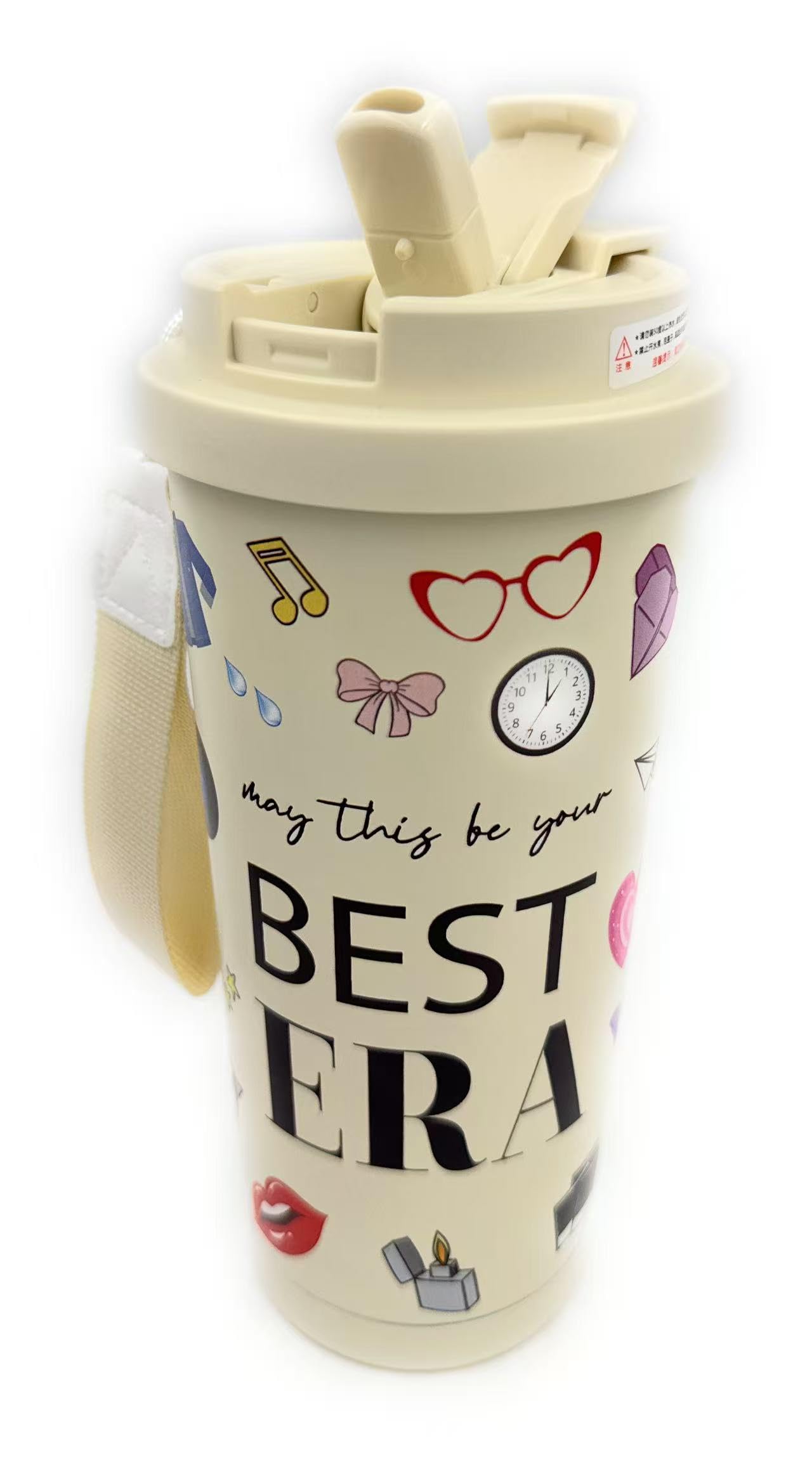 May This Be Your Best Era Gift Insulated Tumbler Singer Inspired Travel Mug18 Ounce Stainless Steel Water Bottle with Dual Lids Straw and Portable Strap Fashional Coffee Cup for Music Fans
