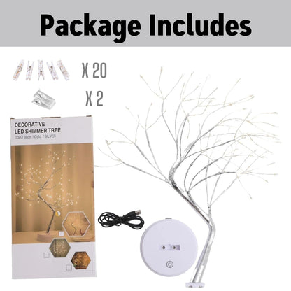 Money Tree Gift Card Holder 108 LEDs Lighted Fairy Light Spirit Trees Battery/USB Powered Light Up Display Tree with 22 Clear Clips for Photo, Cash,Card, Memo,Home Decor