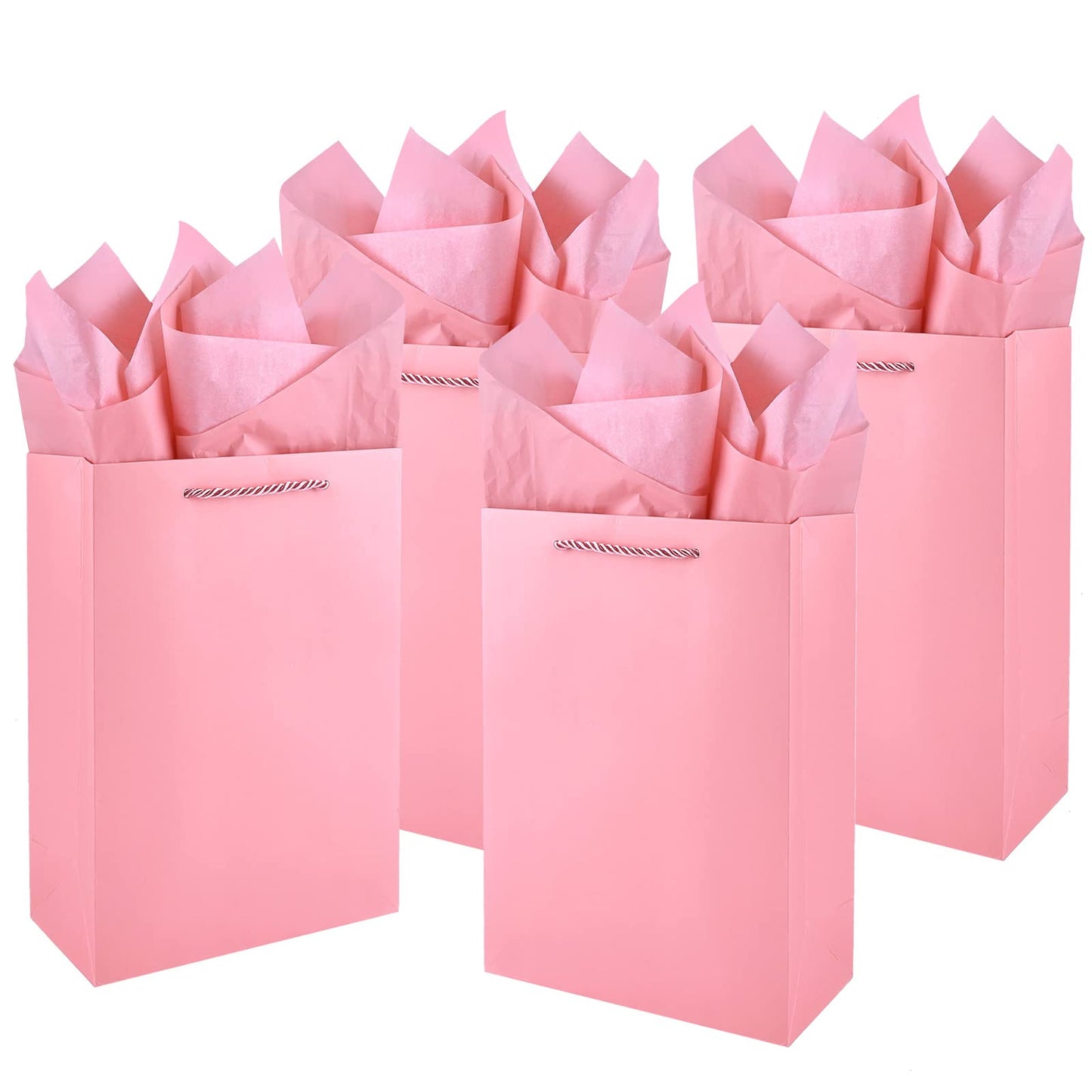 Jutieuo 10 Pack Luxury Pink Gift Bags Medium Size with Tissue Paper, Premium Paper Gift Wrap Bags with Handles for Birthday, Wedding, Holiday, Party - 11" x 8" x 4"