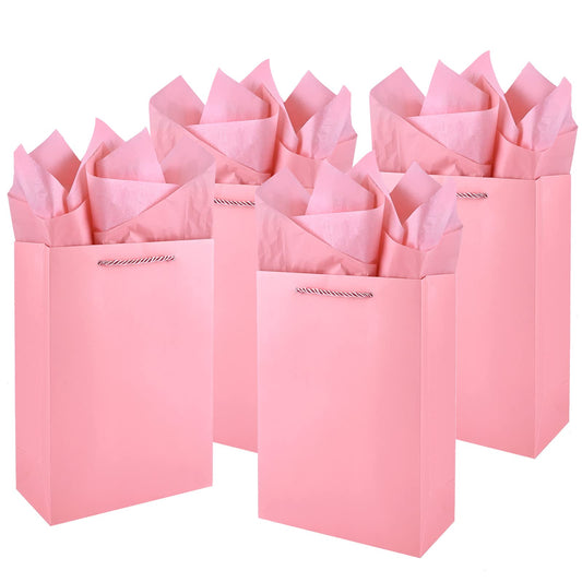 Jutieuo 10 Pack Luxury Pink Gift Bags Medium Size with Tissue Paper, Premium Paper Gift Wrap Bags with Handles for Birthday, Wedding, Holiday, Party - 11" x 8" x 4"