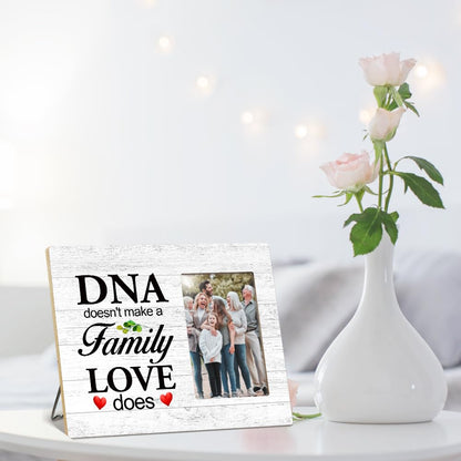 OTINGQD Family Picture Frame,DNA Doesn't Make A Family Love Does Photo Frame,Gift for Dad Mom Son Daughter,Adoption Gifts Z325