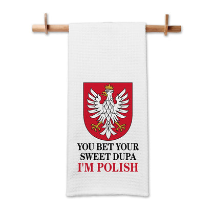 Funny Saying Kitchen Towels, You Bet Your Sweet Dupa I'm Polish Dishcloths, Polish Gifts for Women Men, Poland Flag Decorative Tea Towels, Sweet Housewarming Gifts for Hostess Friend Bestie