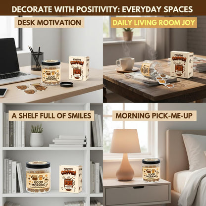 Positive Coffee Jar with 60 Affirmation Cards, Coffee Gifts For Women and Men, Dad, Mom, Coffee Themed Lover Gift, Emotional Support Latte, Cheer Up Funny Gag Gifts for Best Friends, Coworkers