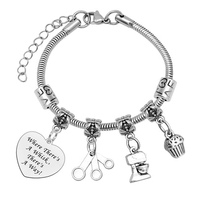 Mxrymvu Baking Gift for Women Bracelet Baking Lover Gift Bakers Themed Accessories Gifts for Culinary Student Inspirational Gifts for Bakers Christmas Birthday Graduation Present Jewelry
