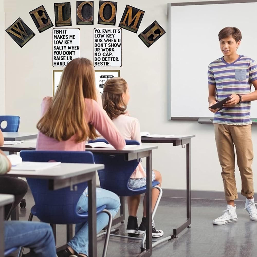 Smilelife Students Teachers Gift Funny Math/English/Science/History Class It's Low Key Sus When U Don't Show Ur Work Tin Sign for Home Classroom Study Room Wall Decor 8x12 Inch (3233)