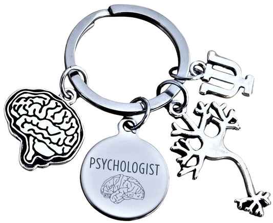 Kit's Kiss Psychologist Keychain Child Psychologist Psychotherapist Psychology Gift Psych Student Brain Doctor Psychiatry Neuron Human Brain Anatomy Neurologist Neurology Neuroscience