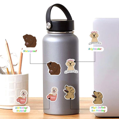 60pcs Labrador Retriever Stickers Vinyl Waterproof Aesthetic Cute Cartoon Animals Dog Decals Stickers for Laptop Water Bottles Skateboard Book Scrapbook Luggage Decals for Adults