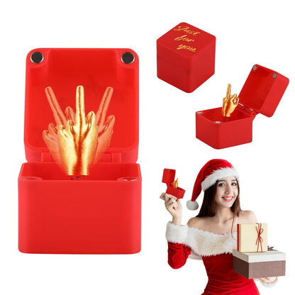 Gag Gifts for Men, White Elephant Gifts for Adults, Christmas Prank Joke Gifts, Middle Finger in A Box for Brother Him Women (Red)