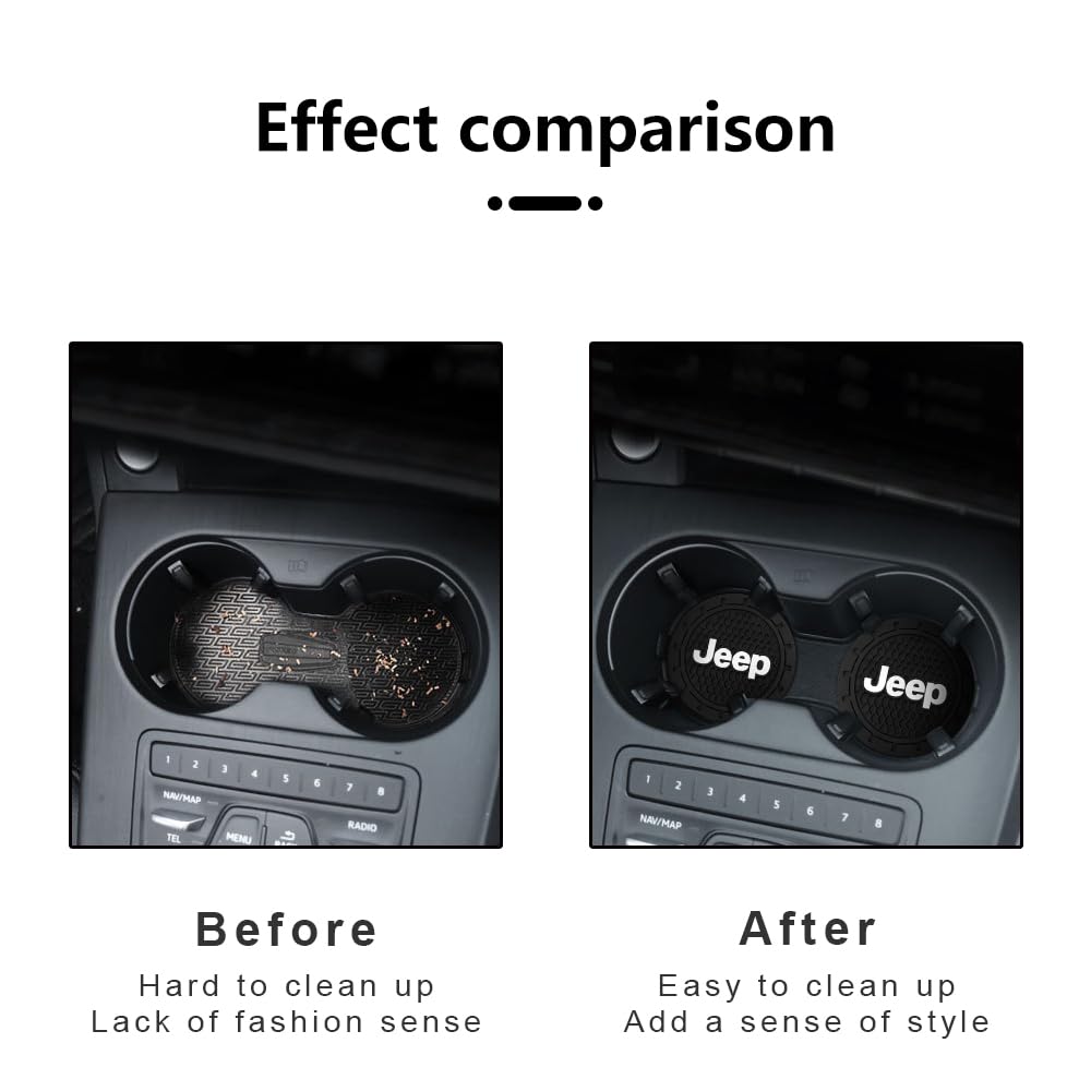 Car Cup Holder Coaster for Jeep,Silicone Cupholder Coaster,Car Interior Accessories,2.76 Inch 2 Pieces
