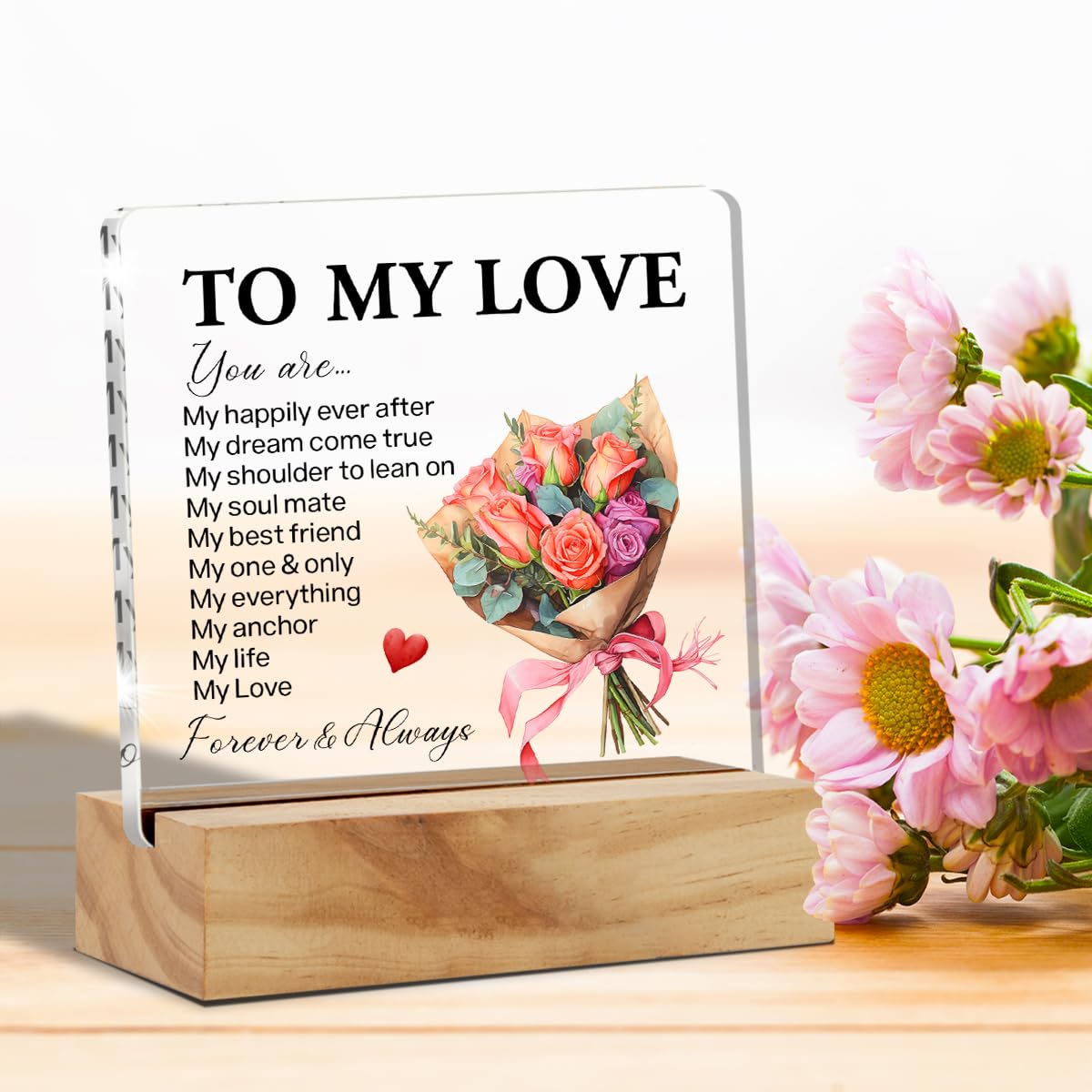 Romantic Gifts for Her Him - Anniversary Birthday Gifts for Girlfriend Boyfriend Husband Wife - You Are My Love Acrylic Plaque Desk Decor Sign 4x4 Inches