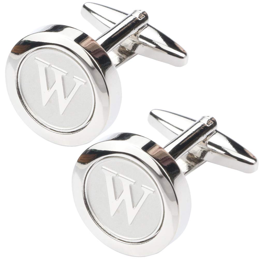 Mens Classic Stainless Steel Initial Cufflinks 26 Alphabet Initial Letter Cufflinks Business Wedding Shirts A-Z