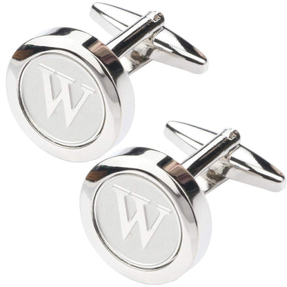 Mens Classic Stainless Steel Initial Cufflinks 26 Alphabet Initial Letter Cufflinks Business Wedding Shirts A-Z