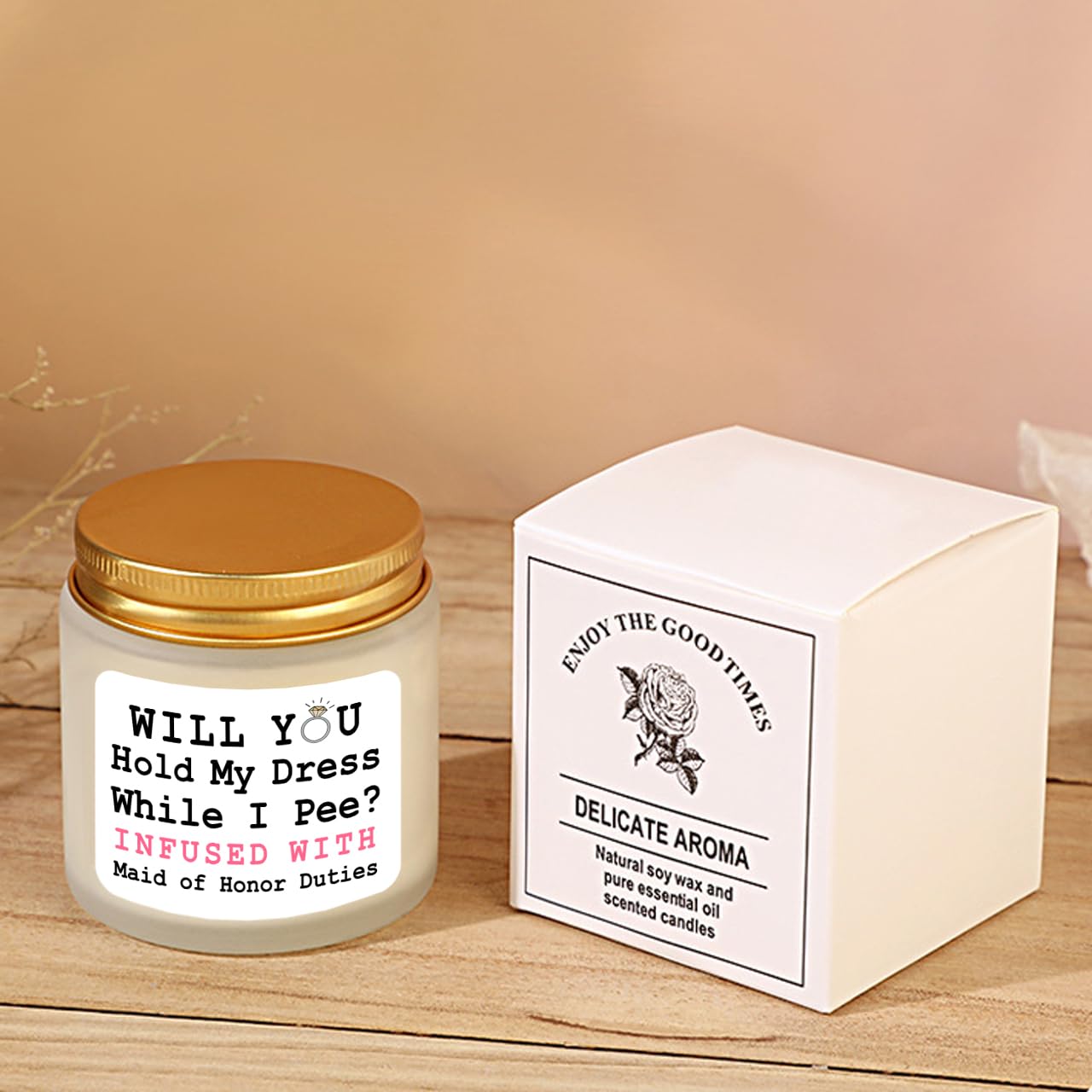 Scented Candle Maid of Honor Proposal Gifts - Lavender Soy Wax Candle - Bridesmaid Proposal Gifts - Will You be My Maid of Honor Gift for Friends Girls Women 4oz