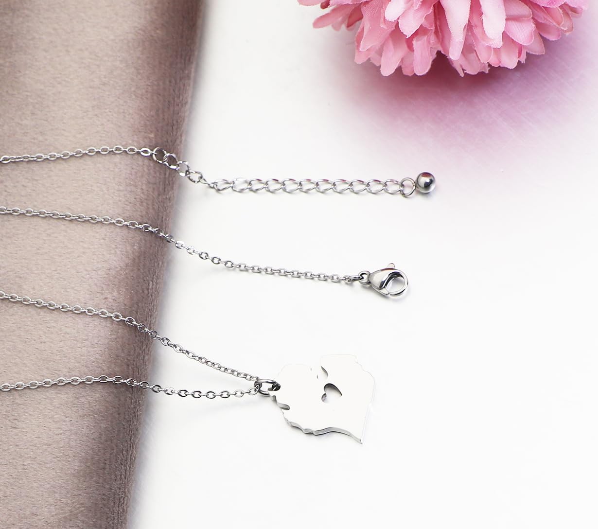 Stainless Steel State Map Pendant Necklace Country Map Necklace Going Away Gift for Best Friend Traveling Keepsake State Pride