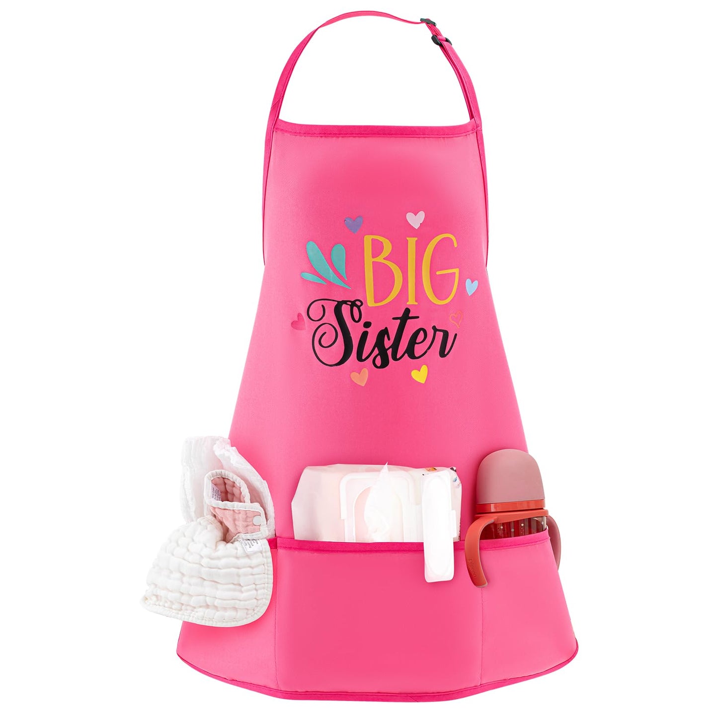 Big Sister Apron with Pockets Big Sister Gifts for Girls Adjustable Toddler Apron for Baby Shower Cooking, Baking
