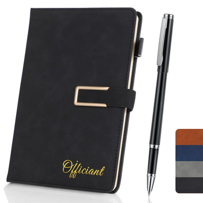 Hoolerry Officiant Book with Black Ink Pen 5.7 x 8.2 Inch Hardcover Wedding Journal Notebook with 200 Pages Officiant Gift Pastor Gift for Church Wedding Sermon Minister(Black)