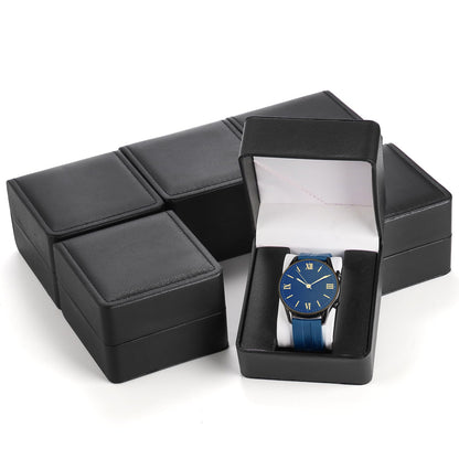 Noamus 6 Pack PU Leather Watch Gift Box, Single Watch Storage Case with Removable Pillow, Portable Black Wristwatch Display Box, Premium Luxury Travel Pocket Watch Case for Men and Women
