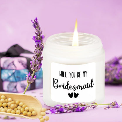 LAMIVEENLA Bridesmaid Gifts Scented Candle Lavender - Matron of Honor Gift for Bridesmaids Matron of Honour Proposal Gifts Maid of Honor Proposal Gift Soy Candle 4oz