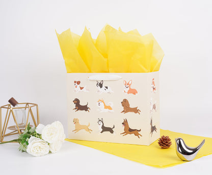 ysmile Dog Gift Bag with Wrapping Tissue for Men Women 12.6"