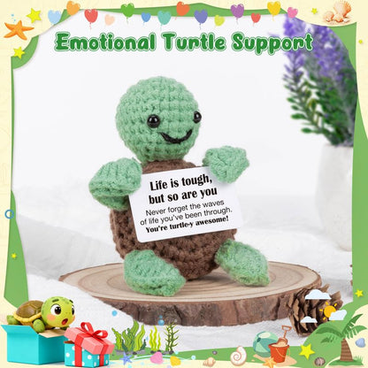 Xinezaa Stress Gifts for Women Men, Cute Crochet Turtle Emotional Birthday Support Gift for Anxiety Relief, Gifts for Tween Girls, Stuffers for Friends Teens Daughter Son, Office Gift for Women
