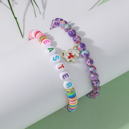 Smilelife Easter Gifts for Teen Girls & Women - Bunny Beaded Bracelet Set - Perfect Easter basket stuffers (Emperor Stone)