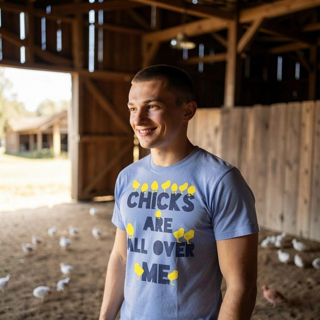 Mens Chicks are All Over Me Funny Easter T Shirt Sarcastic Chicken Egg Tee
