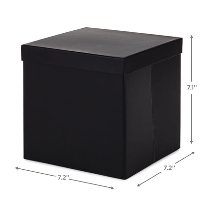 Hallmark Medium Gift Box with Lid and Shredded Paper Fill (Black 7 inch Box) for Weddings, Graduations, Birthdays, Father's Day, Groomsmen Gifts, All Occasion