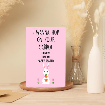 Ithmahco Humor Easter Card for Men, Easter Card Gift for Husband Boyfriend from Wife Girlfriend, I Wanna Hop on Your Carrot