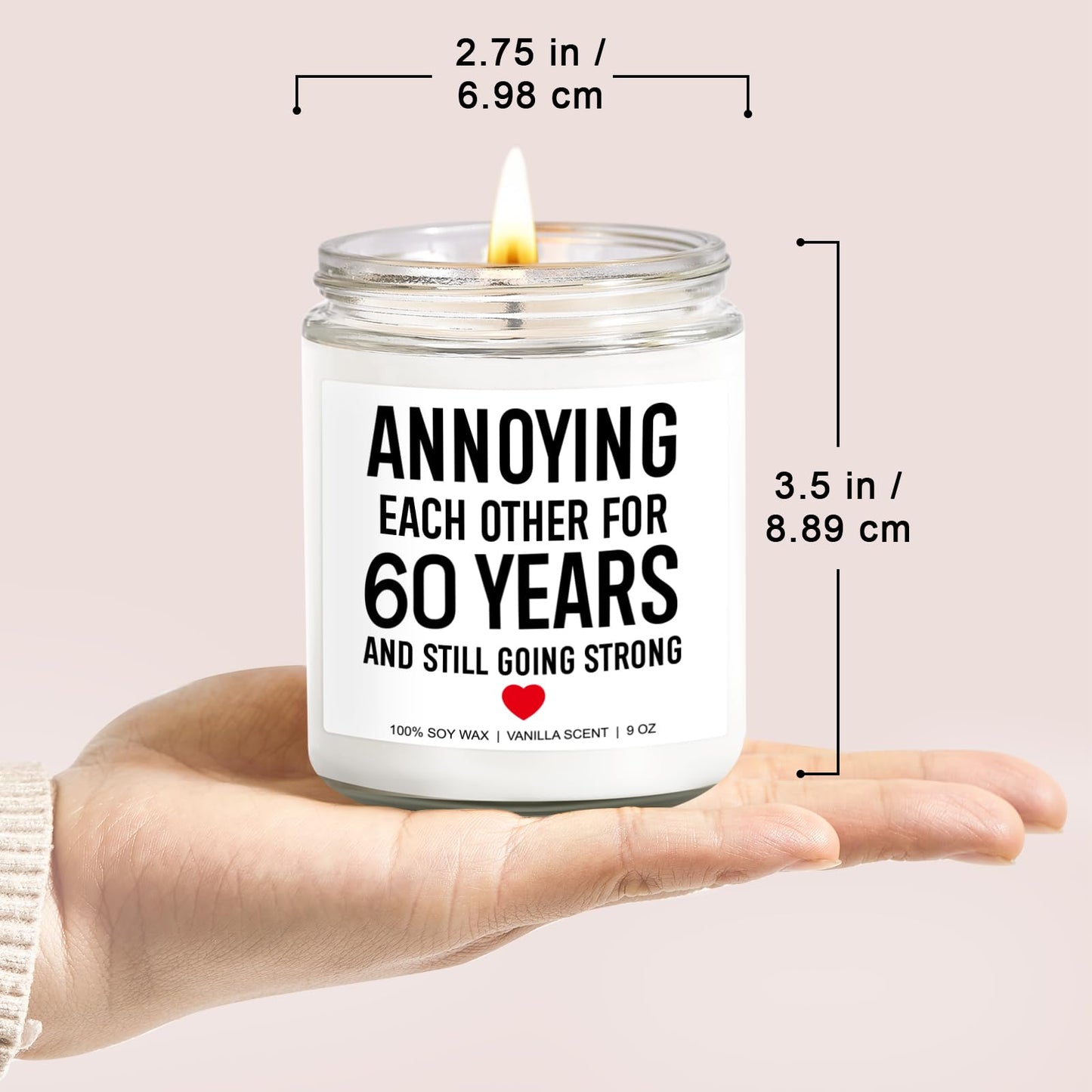 Younift Funny Scented Candle, 60th Wedding Anniversary Decorations, 60th Anniversary, Gifts for Couples, Parents, 60 Year Anniv. Diamond Presents for Women, Men, Grandparents, Friends, Wife, Husband
