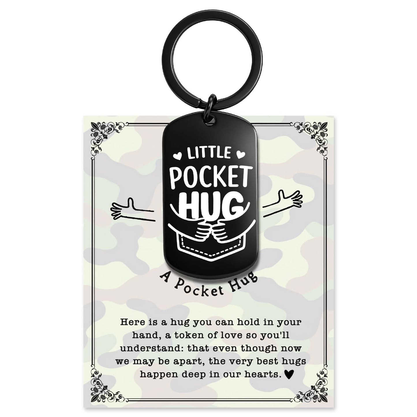 Military Pocket Hug Keychain for Soldier, Deployment Gift for Husband Son Boyfriend, Boot Camp Graduation Gift
