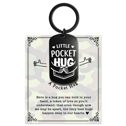 Military Pocket Hug Keychain for Soldier, Deployment Gift for Husband Son Boyfriend, Boot Camp Graduation Gift