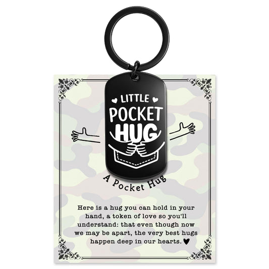 Military Pocket Hug Keychain for Soldier, Deployment Gift for Husband Son Boyfriend, Boot Camp Graduation Gift