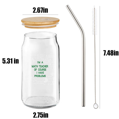 JERIO Math Teacher Gifts for Women,Men -Teachers Appreciation Gifts,Graduation,Birthday,Christmas Gift for Math Teacher-I'm A Math Teachers Of Course I Have Problems 16oz Drinking Glass