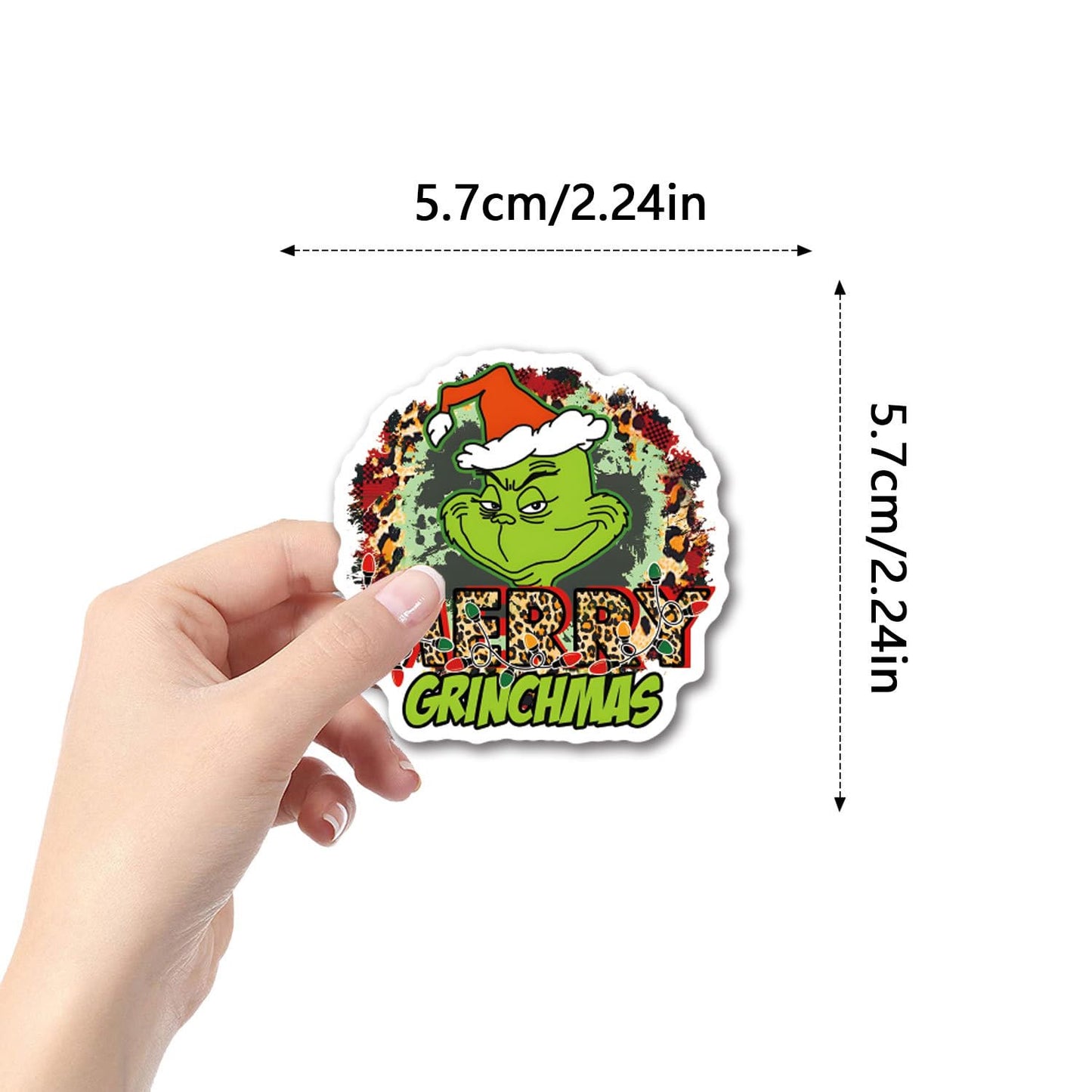 55pcs Christmas Grinches Popular Stickers for Kids, Children's Cartoon Sticker for Water Bottle,Laptop,Waterproof Vinyl Decals for Teens Girls Boys (Green-B)