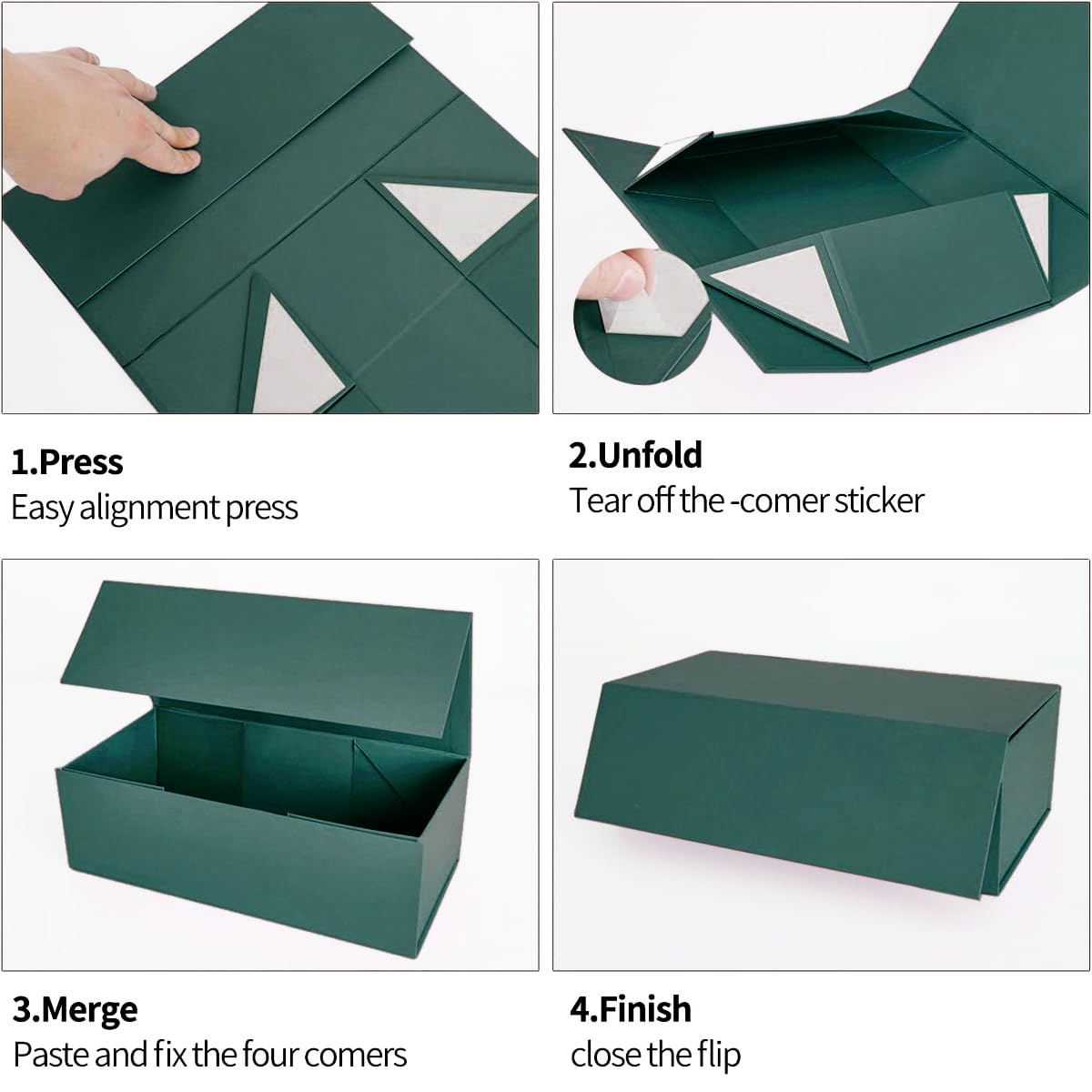 Green Gift Box 12" x 6" x 4" with Magnetic Closure Lid Gift Boxes for Presents,Bridesmaid Gifts Box,Cute Box,Birthday Gift box,Luxury for Gift Packaging, Magnetic Gift Box for Wrapping Gifts