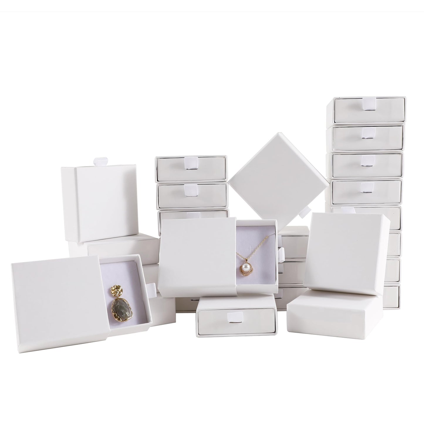 40Pcs White Small Jewelry Boxes 3.54×3.54×1.26in Cardboard Jewelry Gift Boxes Jewelry Packaging for Small Business for Necklace Ring Bracelet Earring Display Box
