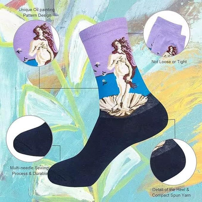 Chalier 5 Pairs Womens Fun Famous Painting Patterned Art Socks Cotton Printed Cool Novelty Funny Socks for Women