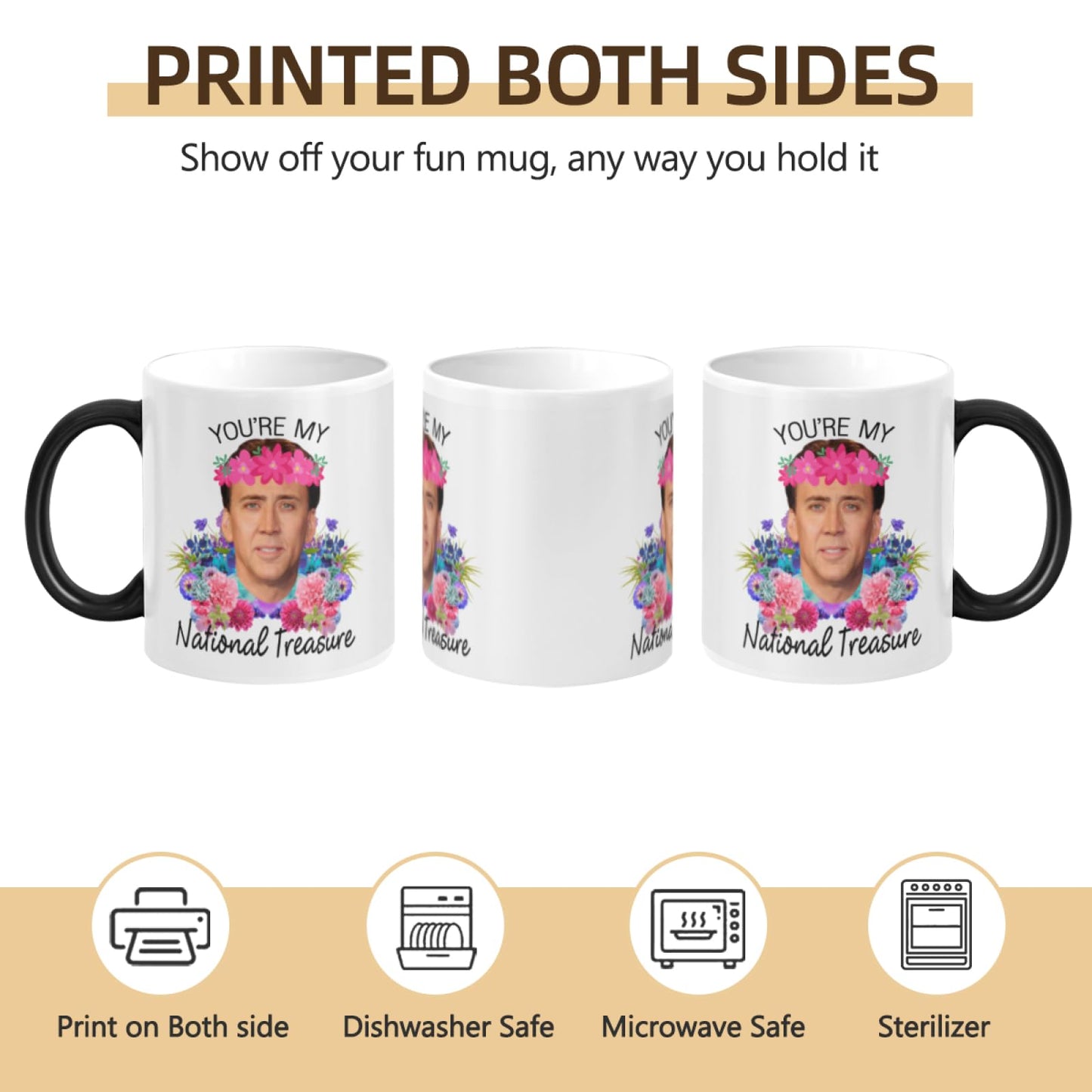 WECE You're My National Treasure Morphing Coffee Mug Heat Reveal Color Change Mug Gift Idea 11 Ounces