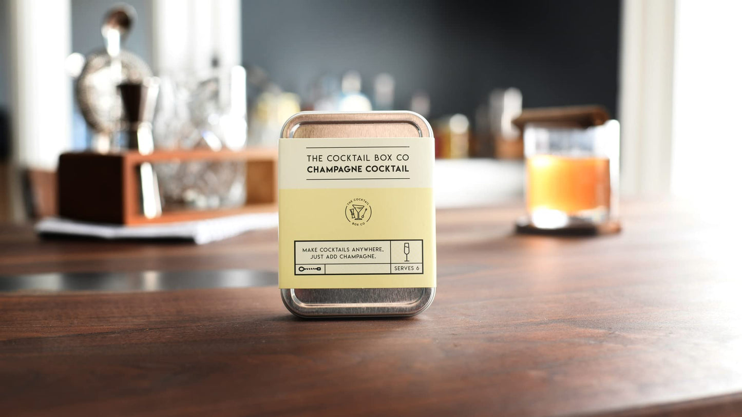 The Cocktail Box Co. Champagne Cocktail Kit - TSA Approved Champagne Travel Kit - Engagement & Birthday Gift - Pack of 1, Stainless Steel, Powder Form