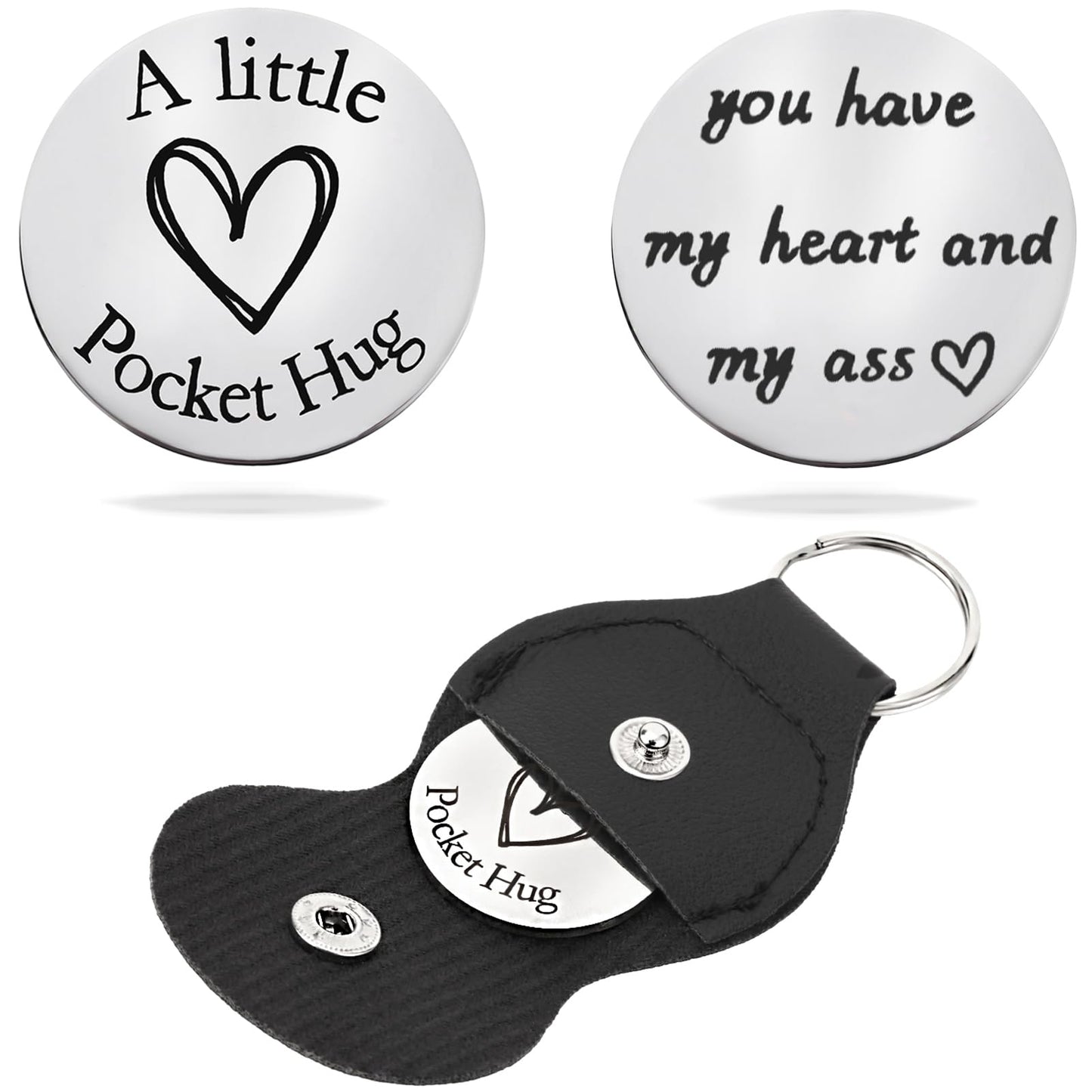 Pocket Hug Token Keychain for Women & Men - Inspirational Gifts for Him & Her Christmas Valentine's Day Graduation