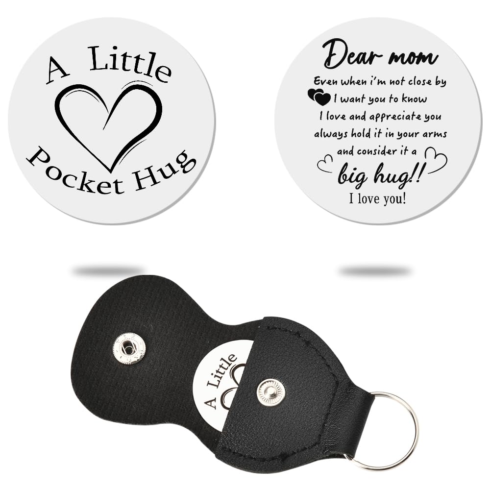 Sisadodo Pocket Hug Token Long Distance Relationship Keepsake Gifts for Women Birthday Christmas Gifts With Leather Keychain