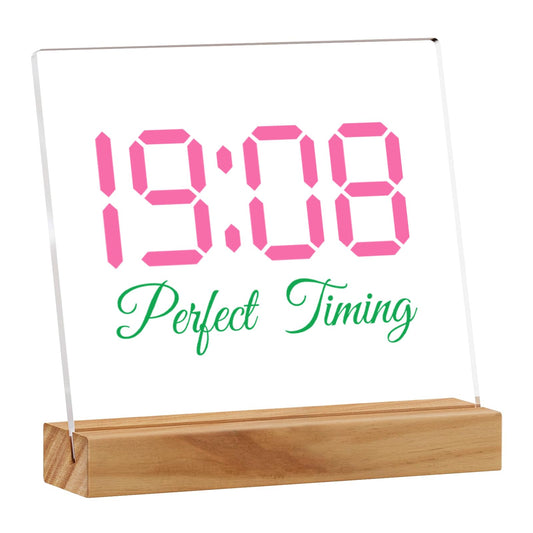 Sorority Gifts for Women, 1908 Pink and Green Acrylic Plaque Sign, Sorority Themed Gifts for Women Sisters, Greek Paraphernalia Desk Signs Decor