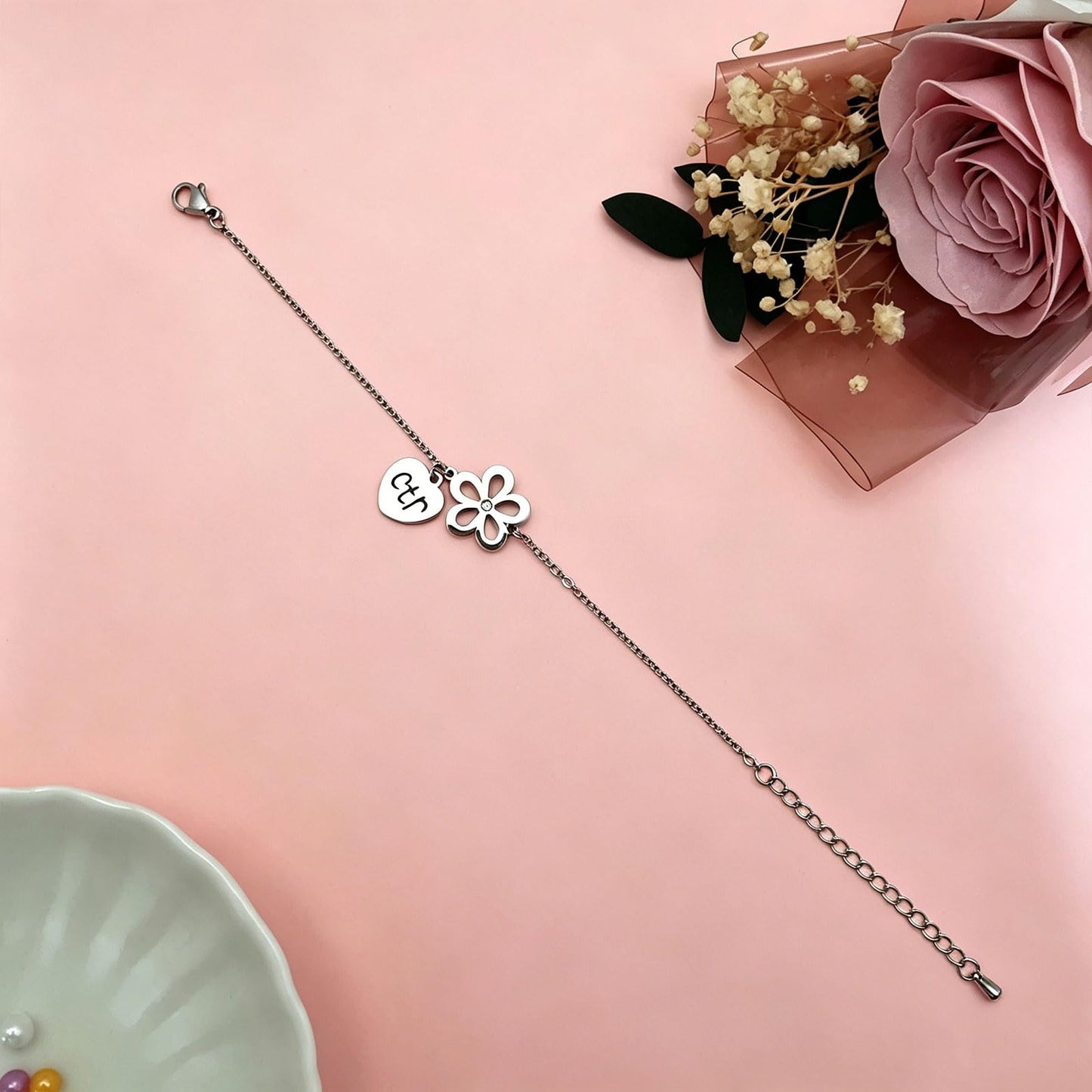 Choose The Right Bracelet-CTR Heart & Floral Pendant Latter Day Saints Jewelry Gift with Card for Women, LDS baptism Gifts