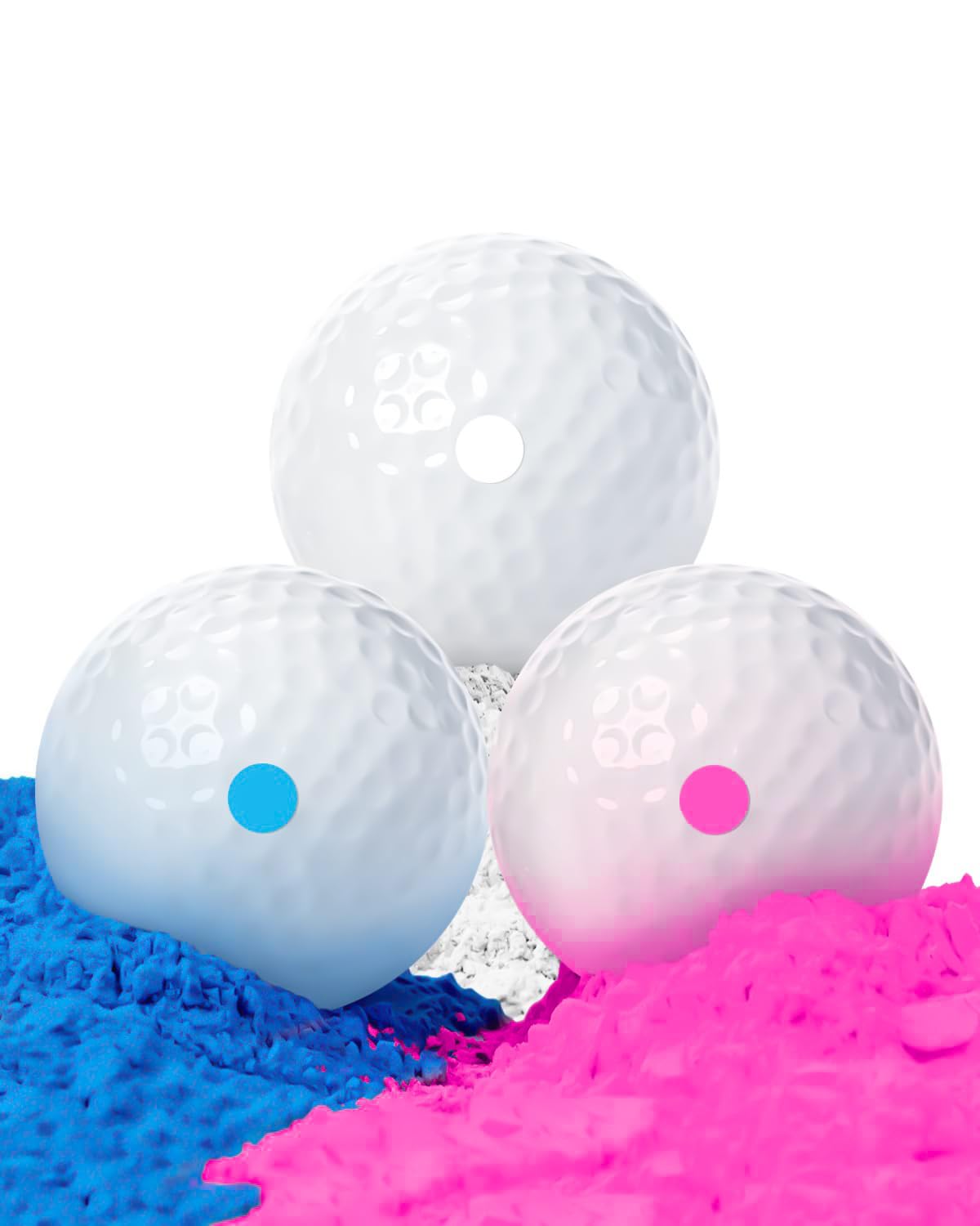 THIODOON 3 Pack Exploding Balls for Golf Party Gender Reveal Prank Funny Joke for Golfers - 3 Piece Set (3 White/Blue & Pink & White)