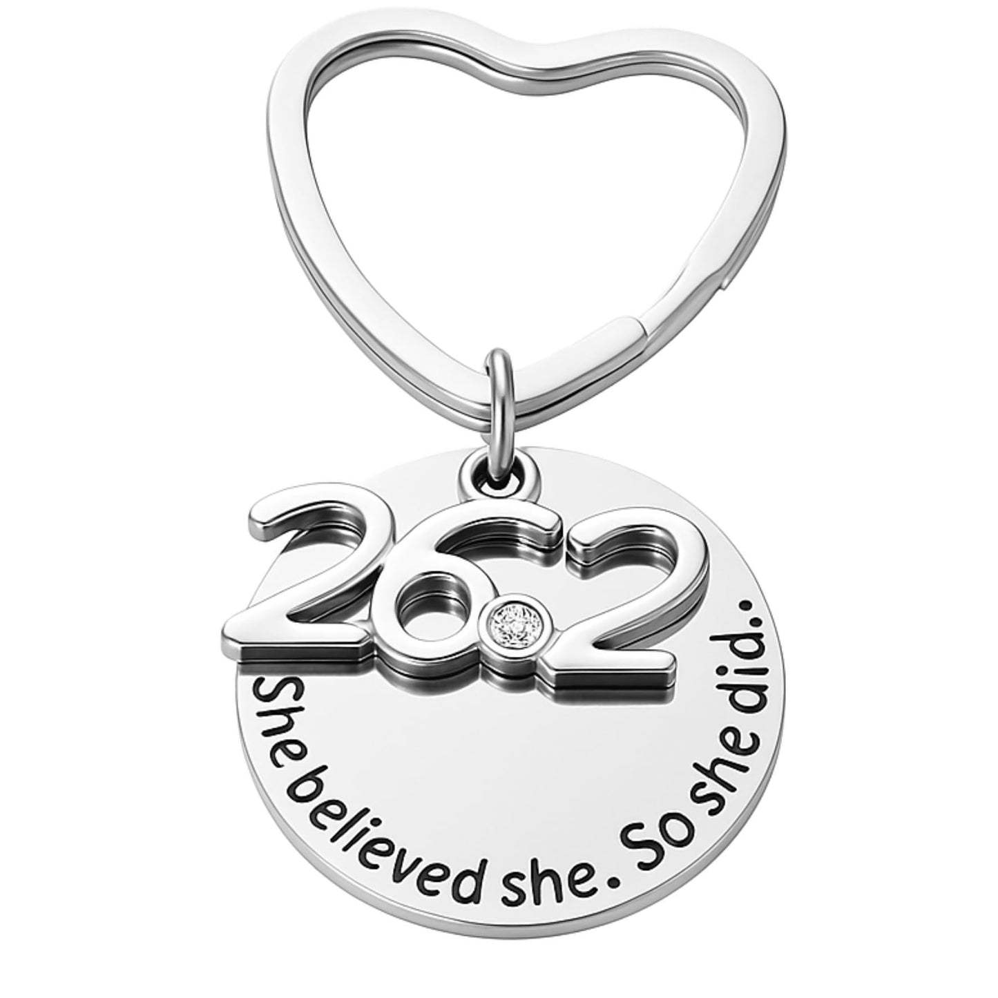 Sportybella Marathon 26.2 Keychain for Women Runners Gift She Believed She Could So She Did Inspirational Running Jewelry for Marathon Finishers, Race Day, Training, Long Distance Running Accessories