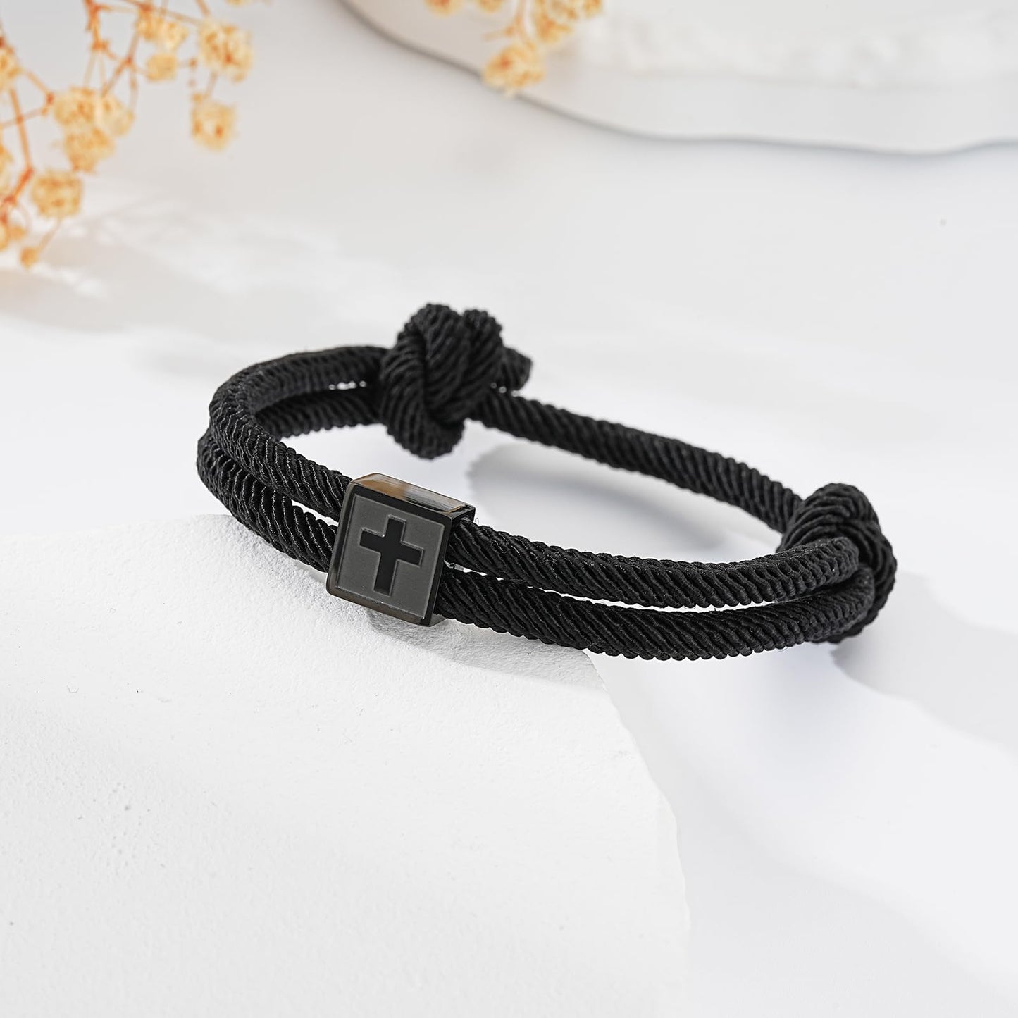 Gnamy First Communion Confirmation Baptism Gifts for Boys, Adjustable Rope Cross Bracelet Catholic Christian Religious Jewelry Gifts