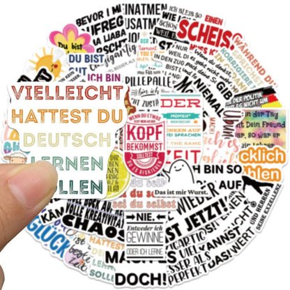 German Motivational Aesthetic Stickers for Teens Adults, 50PCS German Inspirational Quote Waterproof Stickers for Water Bottles Laptop Journal Scrapbook, Teacher Positive Decals for Students